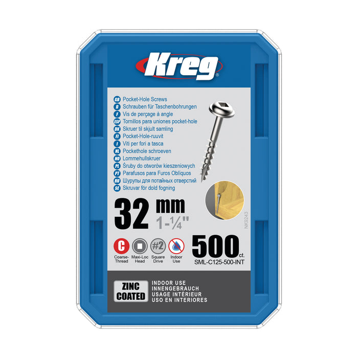Kreg Pocket Screws - 32mm / 1-1/4"  #8 Coarse  Washer-Head