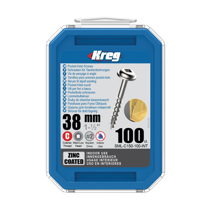 Kreg Pocket Screws - 38mm / 1-1/2" #8 Coarse Washer-Head