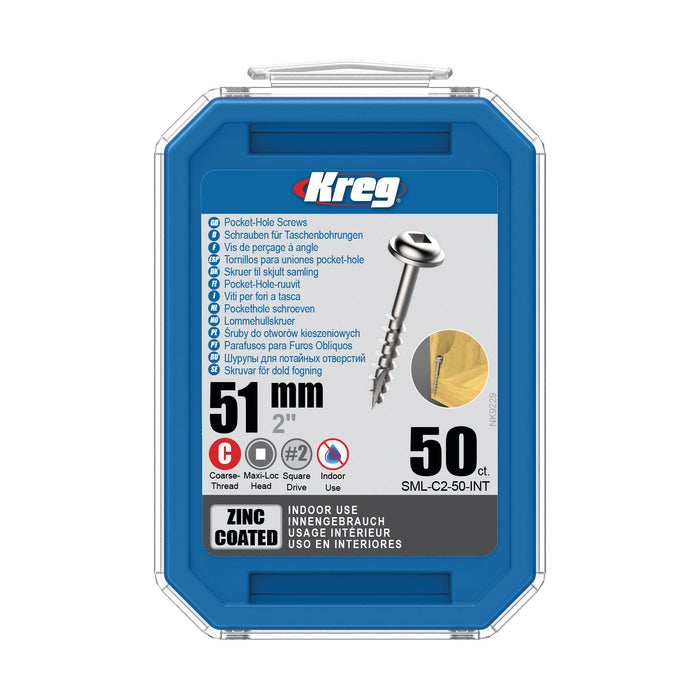 Kreg Pocket Screws - 51mm / 2" #8 Coarse Washer-Head 50ct