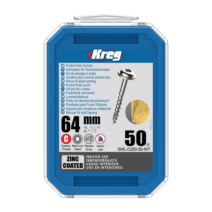 Kreg Pocket Screws - 64mm / 2-1/2" #8 Coarse Washer-Head