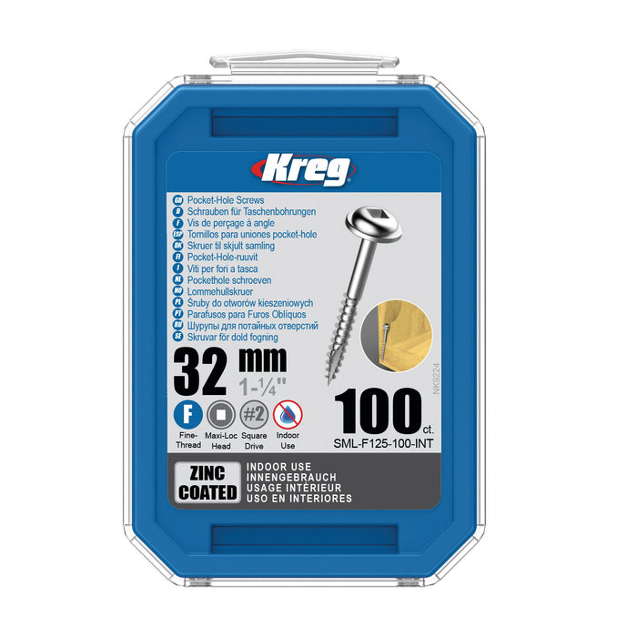 Kreg Pocket Screws - 32mm / 1-1/4" #7 Fine Washer-Head 100