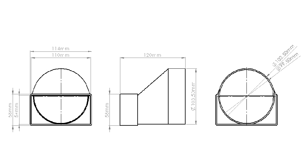 Duct Adaptor Straight - RND-SQ