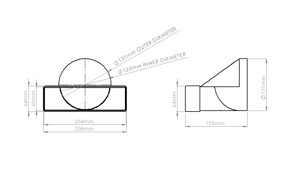 Duct Adaptor Straight - RND-SQ