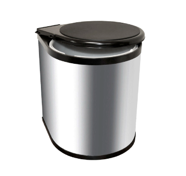 Circular chrome pull out bin - 15 litre