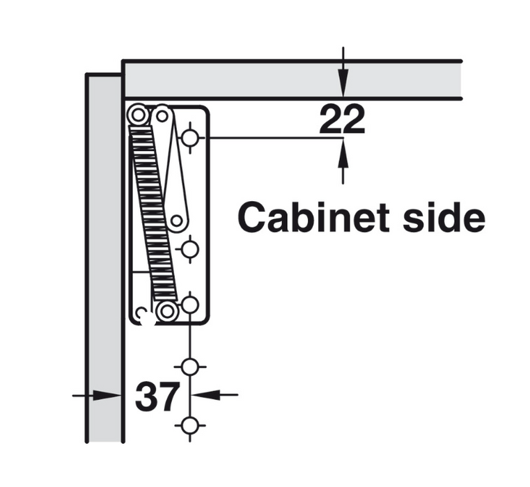 Flap Hinge, Swing Up, Sprung Both Sides