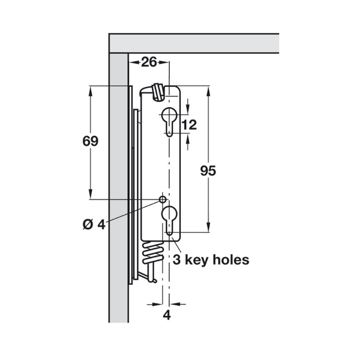 Flap Hinge, Swing Up, Sprung Both Sides