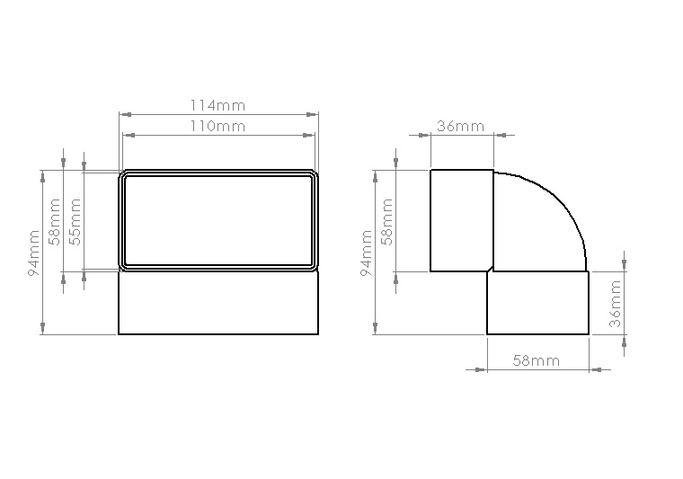 Duct 90° Vertical Bend - Square