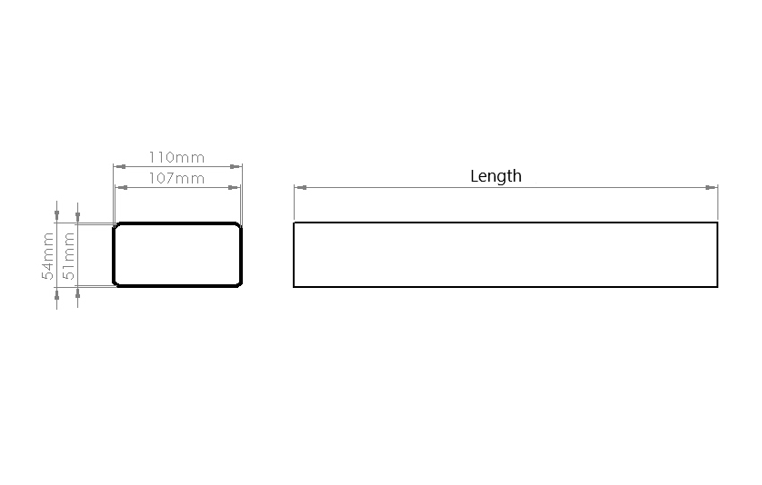 Flat Channel Duct 100mm (110mm x 54mm Range)