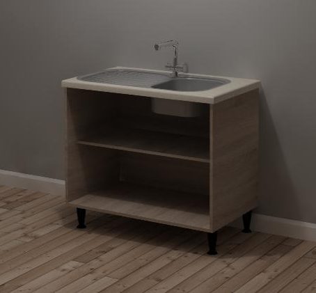 Assembled Kitchen Sink Base Carcass Dark Walnut — fearons.ie