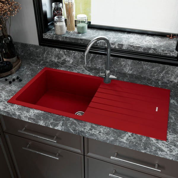 Tivoli Poppy Red Composite Single Bowl Sink
