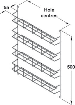 Hafele Spice and Packet Rack, Four Tier, Linear Wire, Depth 55 mm